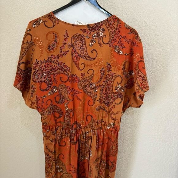LUSH Rust Paisley Tie Knot Jumpsuit - Picture 7 of 7